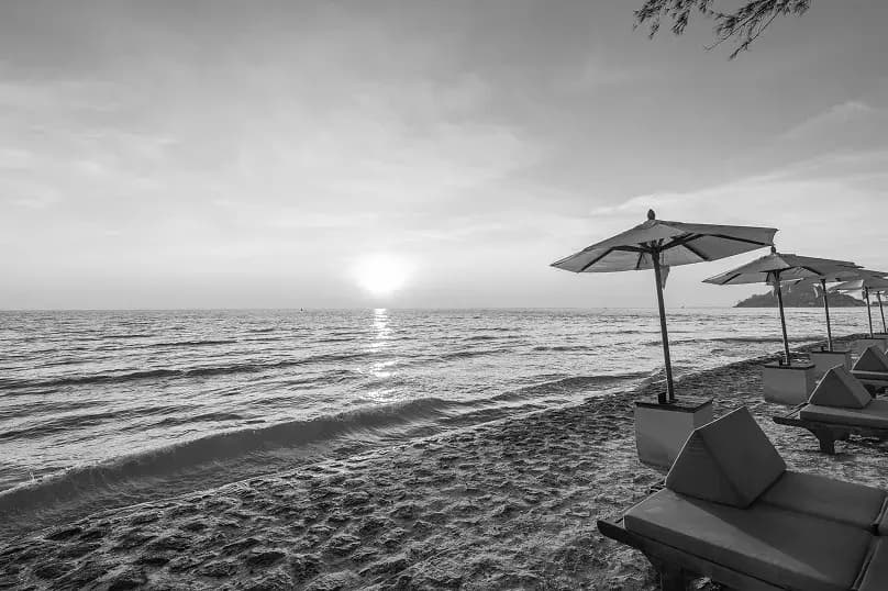 Umbrella Chair With Pillow Around Beautiful Landscape Beach Sea 1